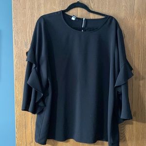 XL Alfani Black work top with ruffle sleeves